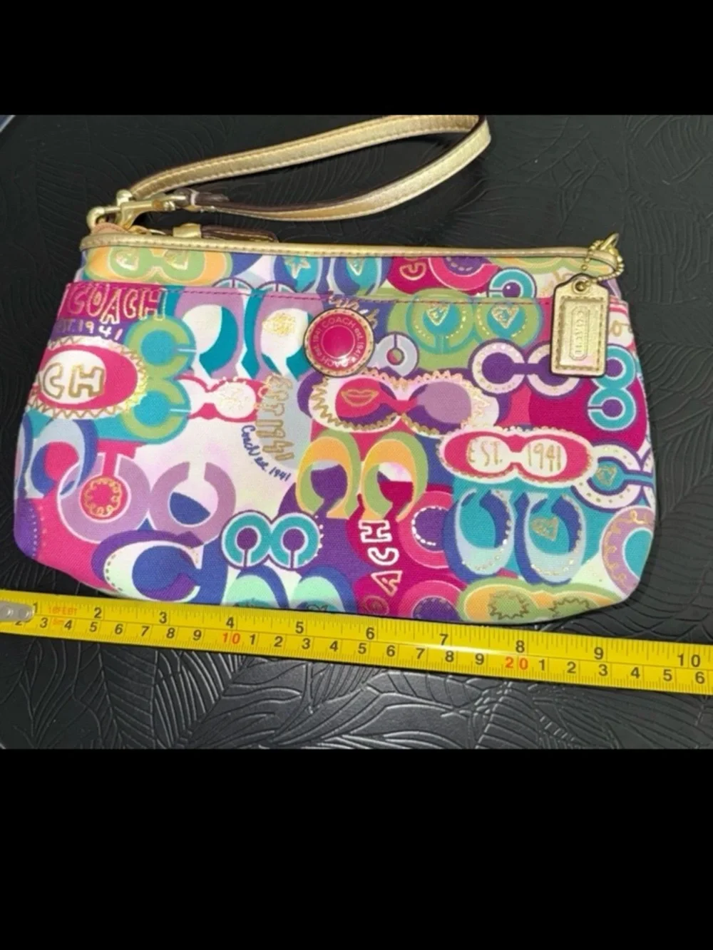 Coach Poppy Pop C Large Wristlet In Signature Canvas